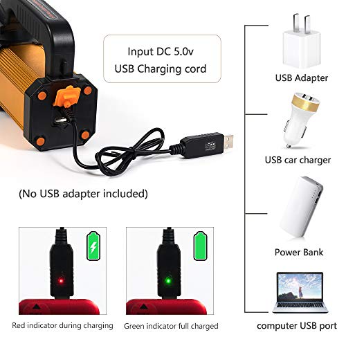 MAYTHANK Torcia LED Ricaricabile Alta Potente 6000 Lumen Ricaricabile USB Grande 4 batterie 10000 MAH di Lunga Durata Torcia Elettrica per Lanterna Campeggio, Emergenza