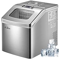 Ice Maker Machine 48 lbs Ice in 24 Hours Portable Ice Maker for Countertop Clear Square Ice Cubes Ready in 15 Minutes with 3 lbs Storage and Scoop, Stainless Steel by Kealive