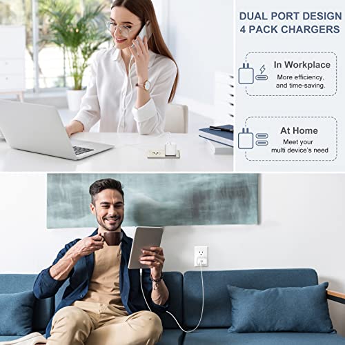 USB C Charger Block, Bangfun 20W Dual Port USB C Power Adapter Fast Chargeur Wall Plug with 6FT Type C Cable Charging Block Brick for iPhone 17 16e 15 Pro Max Plus Pad Air,Pixel 10 9 8 7(White)