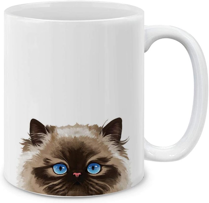 Chocolate Point Himalayan Cat Ceramic Coffee Mug Tea Cup, 11 OZ