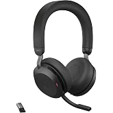 Jabra Evolve2 75 PC Wireless Headset with 8-Microphone Technology - Dual Foam Stereo Headphones with Advanced Active Noise Cancelling, USB-A Bluetooth Adapter and MS Teams-Compatibility - Black