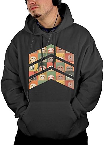Men's Black Pullover Silly Sloths Funny Sloth Hooded Sweatshirts Fit Hoodie Cozy Sport Outwear Pocket Cotton