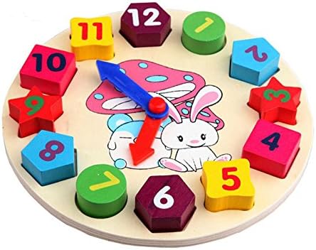 B3 wooden kids digital geometry Clock educational toys building blocks toy