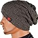 Men Reversible Slouchy Beanie Hat Unisex Skull Hat (Dark Gray)