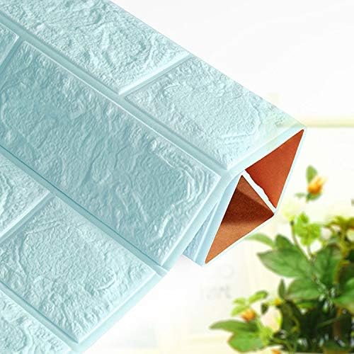 MARIAHANAN DIY Self Adhesive 3D Wall Stickers Bedroom Decor Foam Brick Room Decor Wallpaper Wall Decor Living Wall Sticker Kids Room (Sky Blue)