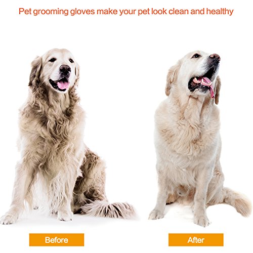 Pet Grooming Glove, Pet Hair Glove Remover Mitt Gentle De-shedding Brush Glove, Five Finger Comb Glove Pet Massage Mitt, Bathing Shedding Massage Tool for Long or Short Hair Dogs, Cats, Horses-1 Pair - Thumbnail 7