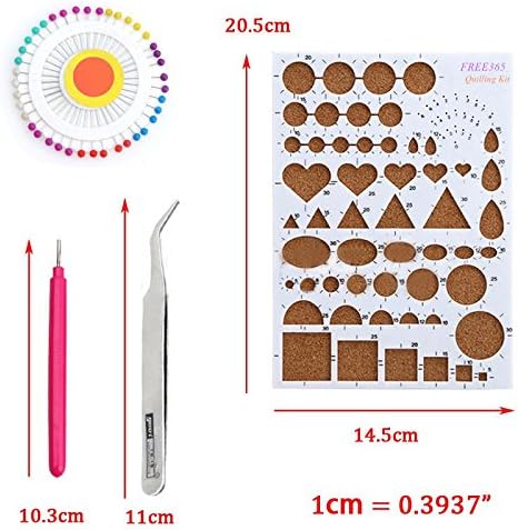FREE365 Paper Quilling Kit Mould Template Board,Slotted Tool,Tweezer,Bead needles