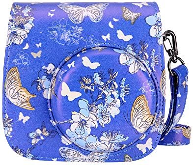 Goocor Instax Mini 9 Camera Case for Fujifilm Instax Mini 9 / Mini 8 / Mini 8+ Instant Camera with Adjustable Strap (Blue Butterfly)