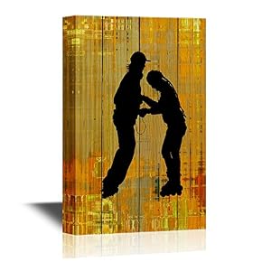 Skateboard Two Young Man on Rollerstake with Rustic Yellow Background
