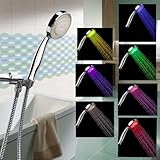 LED Shower Head with Shower Hose - Color Changing LED Shower Head - 12 LED Showehead - Rainbow LED Showers. by BSB Homeware