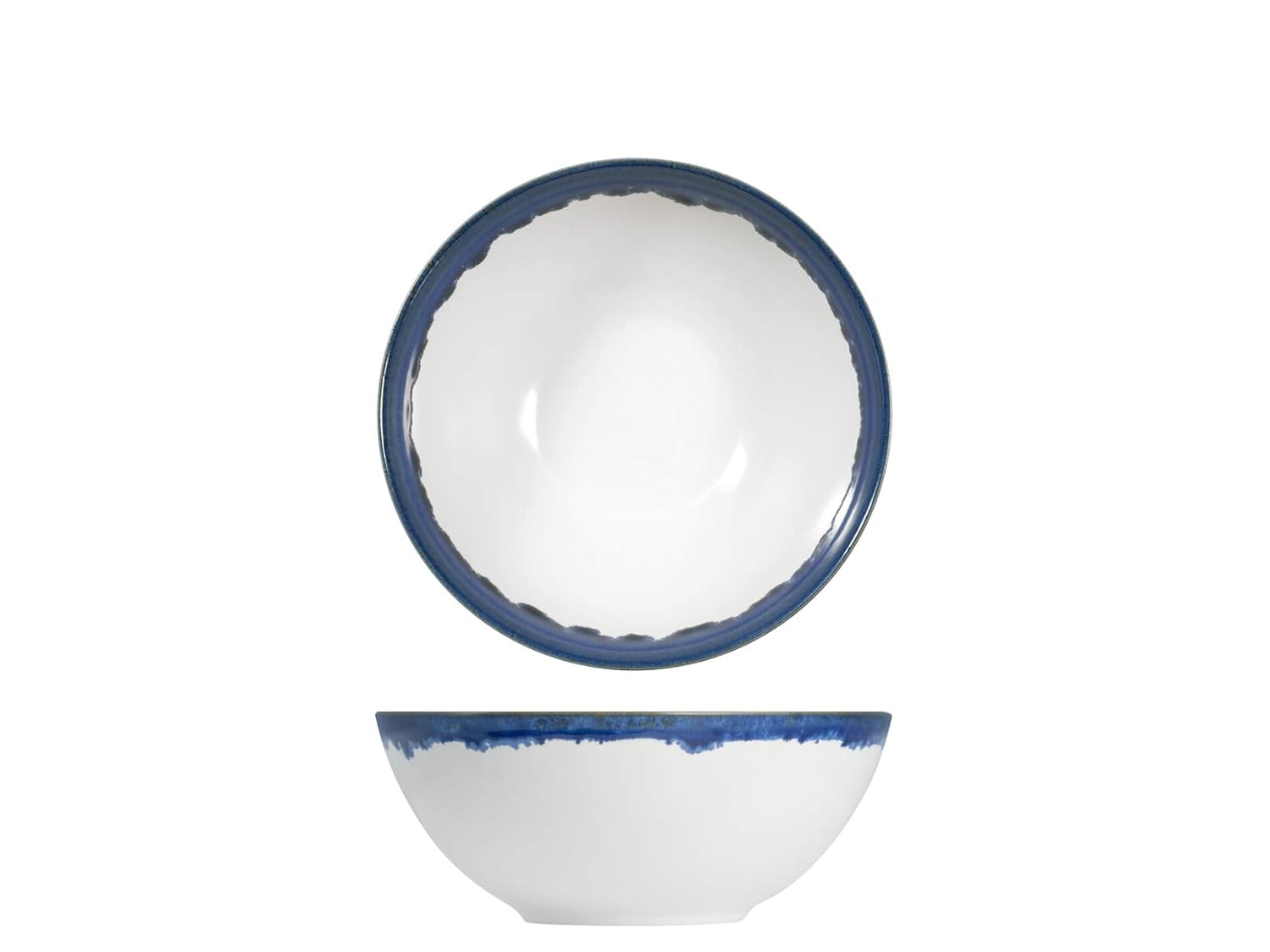H&H 826900 Denver - Juego de 6 cuencos, Stoneware, borde azul, 16 ...