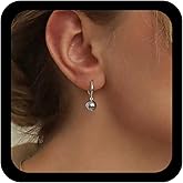 Jugielu Vintage Ball Hoop Dangle Earrings Gold Ball Huggie Hoop Earrings Round Bead Drop Earring Polished Balls Earring Minimal Beaded Party Prom Dangle Jewelry for Women