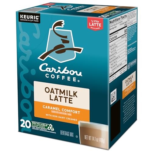 CARIBOU COFFEE CARAMEL COMFORT OATMILK LATTE, ONE STEP LATTE SINGLE SERVE KEURIG K-CUP PODS, 20-COUNT BOX