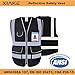 XIAKE 9 Pockets Class 2 High Visibility Reflective Safety Vest Men Women Work Construction Vest Zipper Front Meets ANSI Standards(Black,Large)