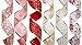 iPEGTOP Wired Christmas Ribbon, Assorted Organza Swirl Sheer Fabric Crafts Gift Wrapping Ribbons DIY Floral Poinsettia Christmas Design Decorations, 36 Yards (6 Roll x 6 yd) by 2.5 inch, Red/Gold