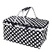DKISEE Large Size Insulated Picnic Basket 30L folding Cooler Bag Zip Closure Basket with Carrying Handles (Black)
