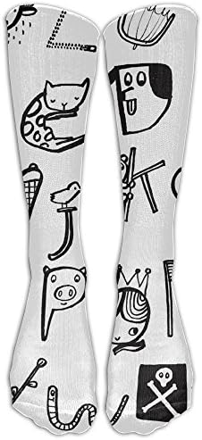 Women Animal Alphabet Calligraphy(11448) Tube Dresses Over The Knee Thigh High Stockings Cosplay/Cheerleader Socks