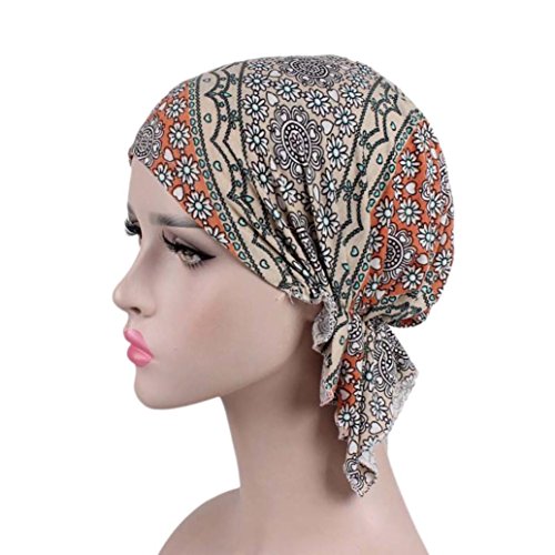 Hongxin Hot Sale 2018 Women Floral Print Beanie Turban Hat India Muslim Elastic Cotton Beanie Hat Turban Headwear For Cancer Patients Head Scarf Creative Gift For Her (B)