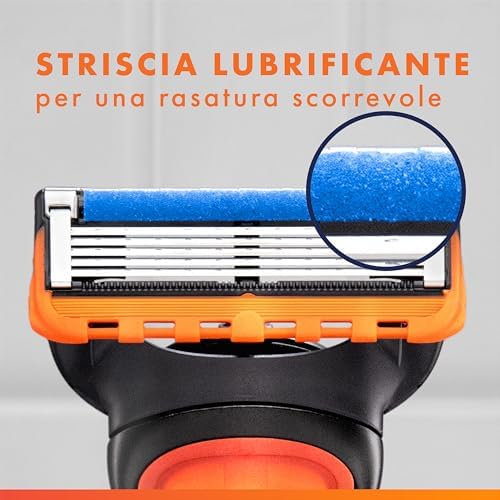 Fusion5 12 Lamette Fusion 5 di Ricambio per Rasoio Barba Manuale, con Striscia Lubrificante per Scorrevolezza Fluida e 6 Lame per Rasatura Profonda e Duratura