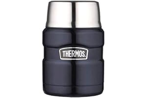 THERMOS Stainless King 16 Ounce Food Jar with Folding Spoon, Midnight Blue