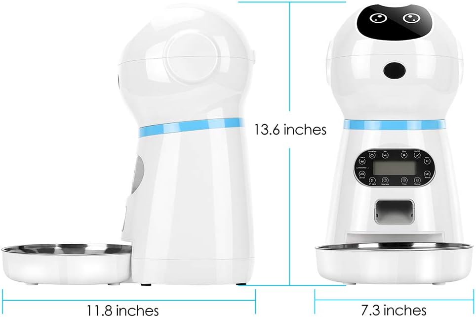 Kitchen & Dining : TTPet Automatic Cat Feeder, Timed Dog Food Dispenser, 3.5L Capacity, Stainless Steel Bowl, Portion Control, Voice Recording, Timer Programmable up to 4 Meals a Day : 