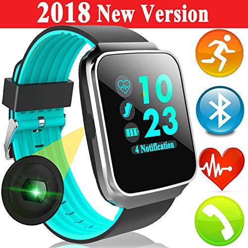 Fitness Tracker Smart Watch with Heart Rate Blood Pressure Monitor Music Player for Men Women Kid GPS Activity Tracke Sport Smartwatch Calories Pedometer Sync Phone Calls SMS Android iOS (A.Blue)