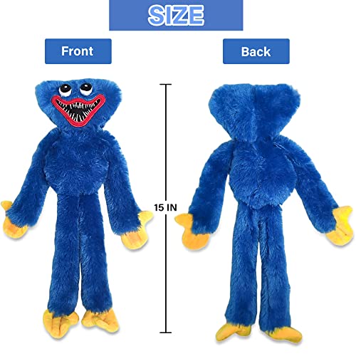 Huggy Wuggy Plush Toy, Blue Soft Poppy Playtime Horror Game Stuffed Doll, 15.7 inches Funny and Scary Cuddle Pillow Gifts for Children
