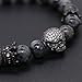 POSHFEEL Gun Black Crown Spacer Cubic Zirconia Spartan Skull Bracelets for Men 8mm Stone Beads, 7.7