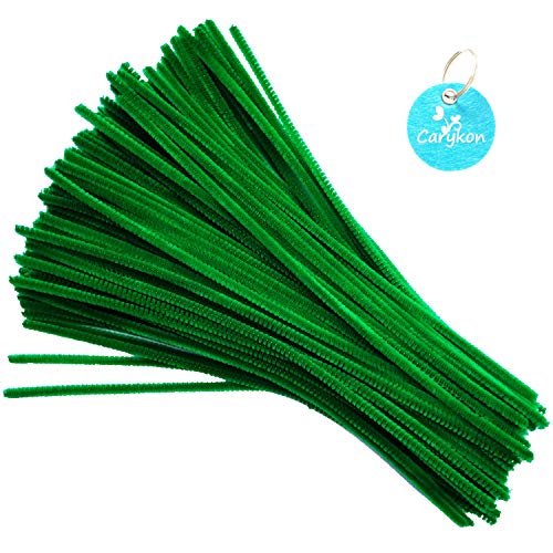 Carykon 100 PCS Fuzzy Chenille Stems Pipe Cleaners for Arts and Crafts (Green)
