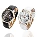 Top Plaza Fashion Women's Analog Watch, PU Leather Band Rose Gold Tone, Black+White, Pack of Two
