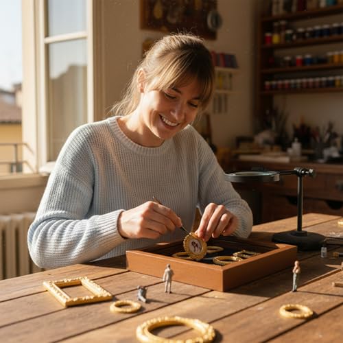 Generisch DIY Mini Museum Silhouette Box, Mini Figures People Museum, Creative Memory Display Kit with 8 Figures & 11 Gold Frame, for Weddings, Graduations or Holidays
