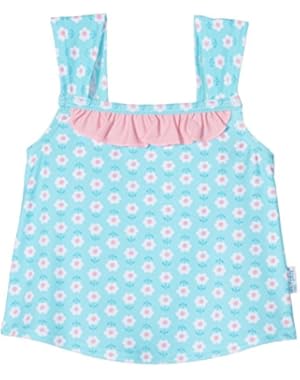 I Play Baby Girls Classic Ruffle Swimsuit Top Aqua Daisy 18M