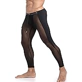 MIZOK Men's Mesh Yoga Pants See Through Compression Tights Workout Leggings