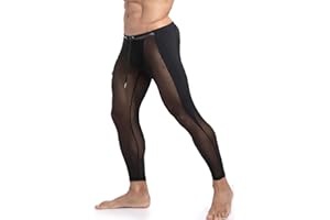MIZOK Men's Mesh Yoga Pants See Through Compression Tights Workout Leggings