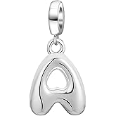 925 Sterling Silver Letter Charms for Bracelet Alphabet Bubble Initial Dangle Charms Beads Jewelry Gifts for Women