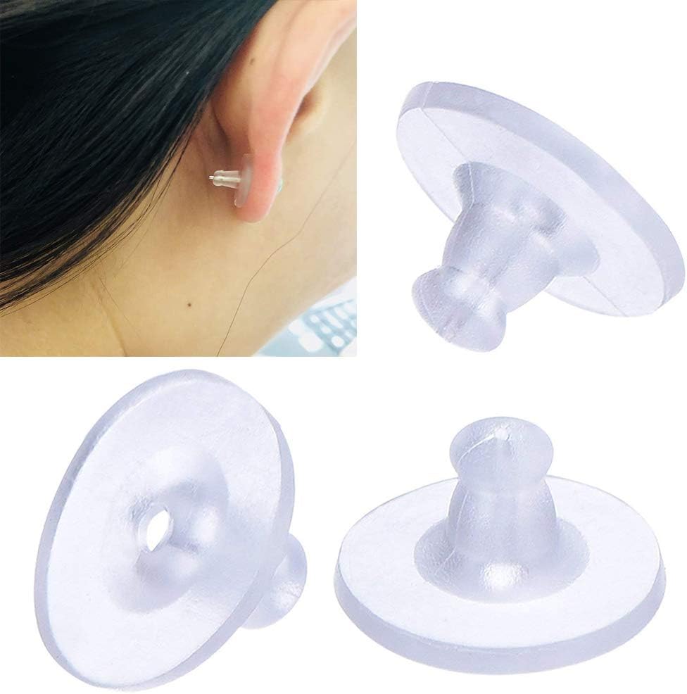 Rubber Earring Safety Backs Clutch Earring Pad, 100Pack Earring Backings Soft Clear Ear Safety Back Pads Backstops Bullet Clutch Stopper Replacement with Handy Case for Fish Hook Earring Studs Hoops