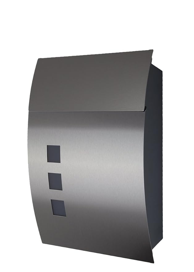 Briefkasten Edelstahl V2A/anthrazit RAL7016 mit Sichtfenster und Schutzlackierung, fein gebürstet, Mod.444AE Wandbriefkasten