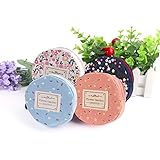GLCON [4 Set] Calico Fabric Portable Purse Pouch Bag,Round Zipper Enclosure Durable Exterior,Lightweight Universal Carrying case for Lipstick Coins Cash Credit card Headset USB Charger Cable Keys