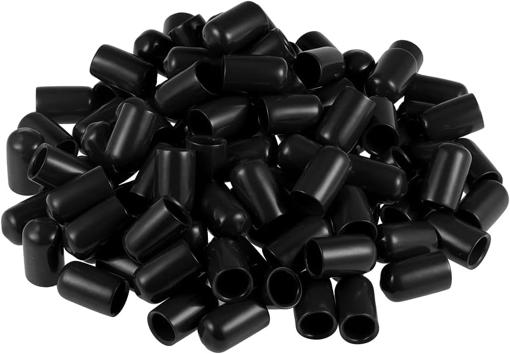 MACHSWON 100pcs Rubber End Caps 10mm ID, Vinyl Round End Cap Cover Screw Thread Protectors Tube Bolt Cap for protection of Screws Tubes Cables Wires, etc — image 1