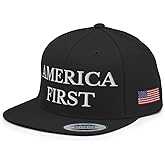 RIVEMUG NX America First Embroidered Snapback Hat Flat Bill High Crown Adjustable Snapback Cap