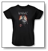 Superman Man of Steel Ladies Shirt Movie Black T-shirt Tee