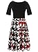 oxiuly Women's Elegant Floral Flare Knee Length Vintage Dress Evening Dinner Party Casual Swing Dresses with Pockets OX336 (S, Black + Red)