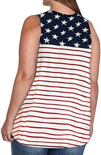 Rotita Women Sleeveless Stars and Stripes Print Plus Size Tank Top Tunic T-Shirt