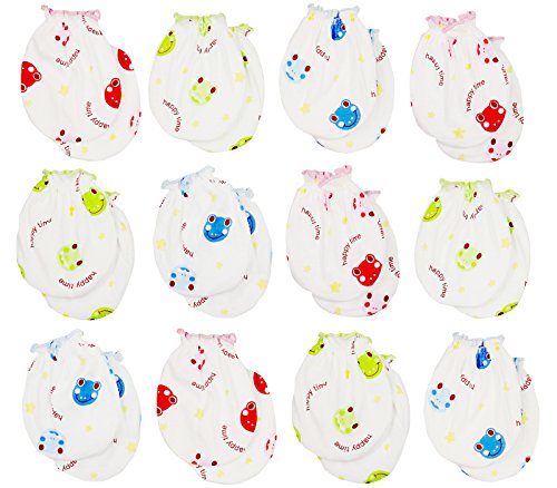 Clickcago Newborn Baby Boys and Girls Gloves,No Scratch Mittens 100% Cotton 12 Pair/set5