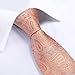 DiBanGu Paisley Ties for Men Silk Necktie and Pocket Square Cufflinks Tie Clip Set Woven Classic Mens Tie for Wedding Party, Coral Orange