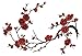 EmmasByEmma Two Asian Cherry Blossom Sakura Flower Iron on Embroidered Appliques Patch Japanese Chinese (Red)