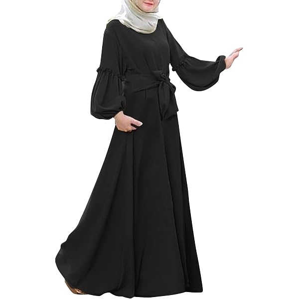 abaya muslim long dress 4xl Clearance Items! Zpanxa Plus Size Dress for Women Muslim Dress Kaftan Arab Jilbab Abaya Islamic Lace Stitching Maxi Dress Maxi Skirt Blue 4XL