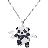 EUEAVAN Cute Panda Necklace Animal Gift for Pandas Lovers Bamboo Pendant Statement Jewelry Women Daughter Niece Mom