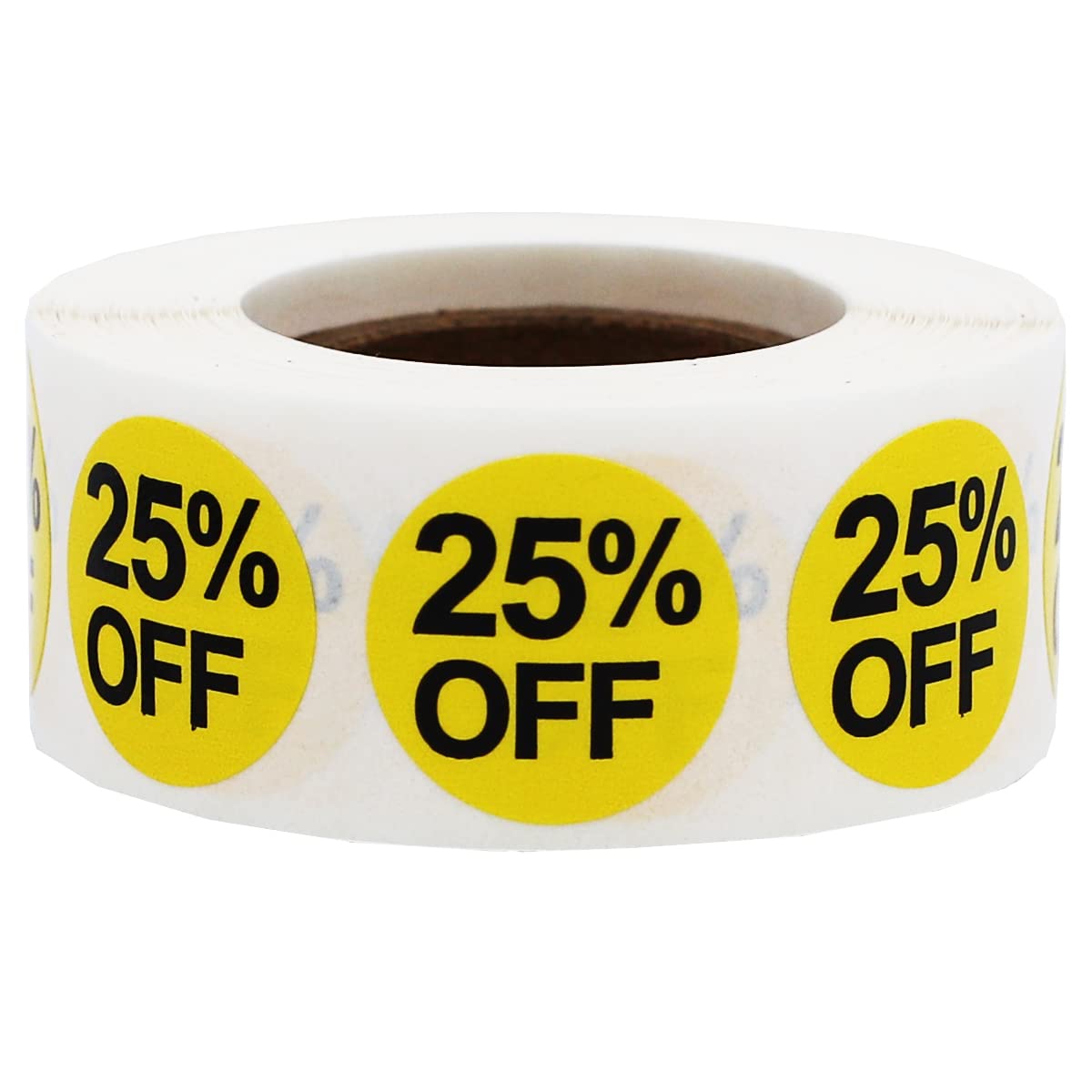Yellow 25 Percent Off Labels 19.1 mm 0.75 Inch Round 500 Count