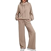 AUTOMET Lounge Sets for Women Sweatsuits 2 Piece Outfits 2025 Fall Drawstring Sweatshirt Wide Leg Sweatpants Tracksuit